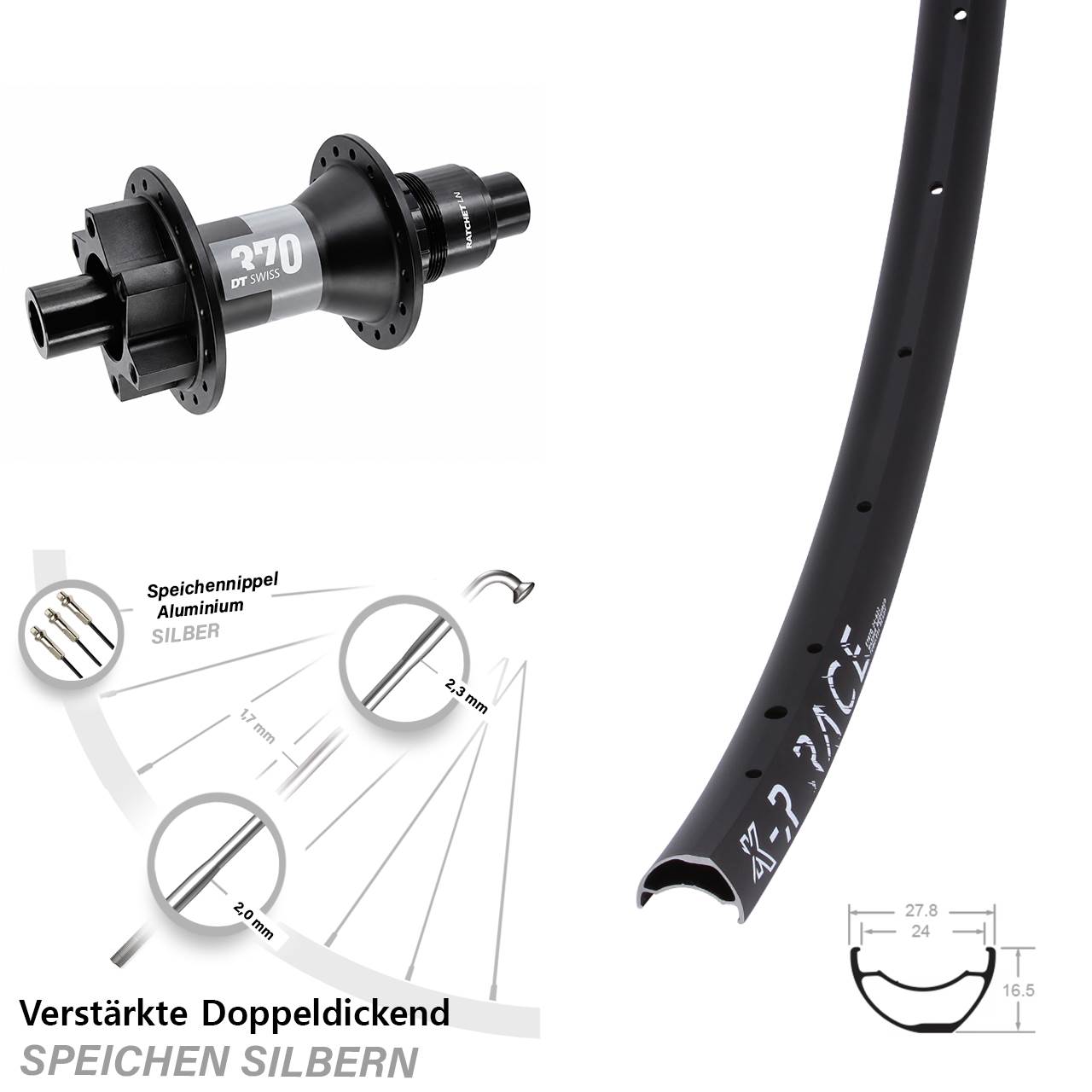 KX-R Race DT Swiss 370 28-29 Zoll Disc Laufrad 12x148 SRAM XD