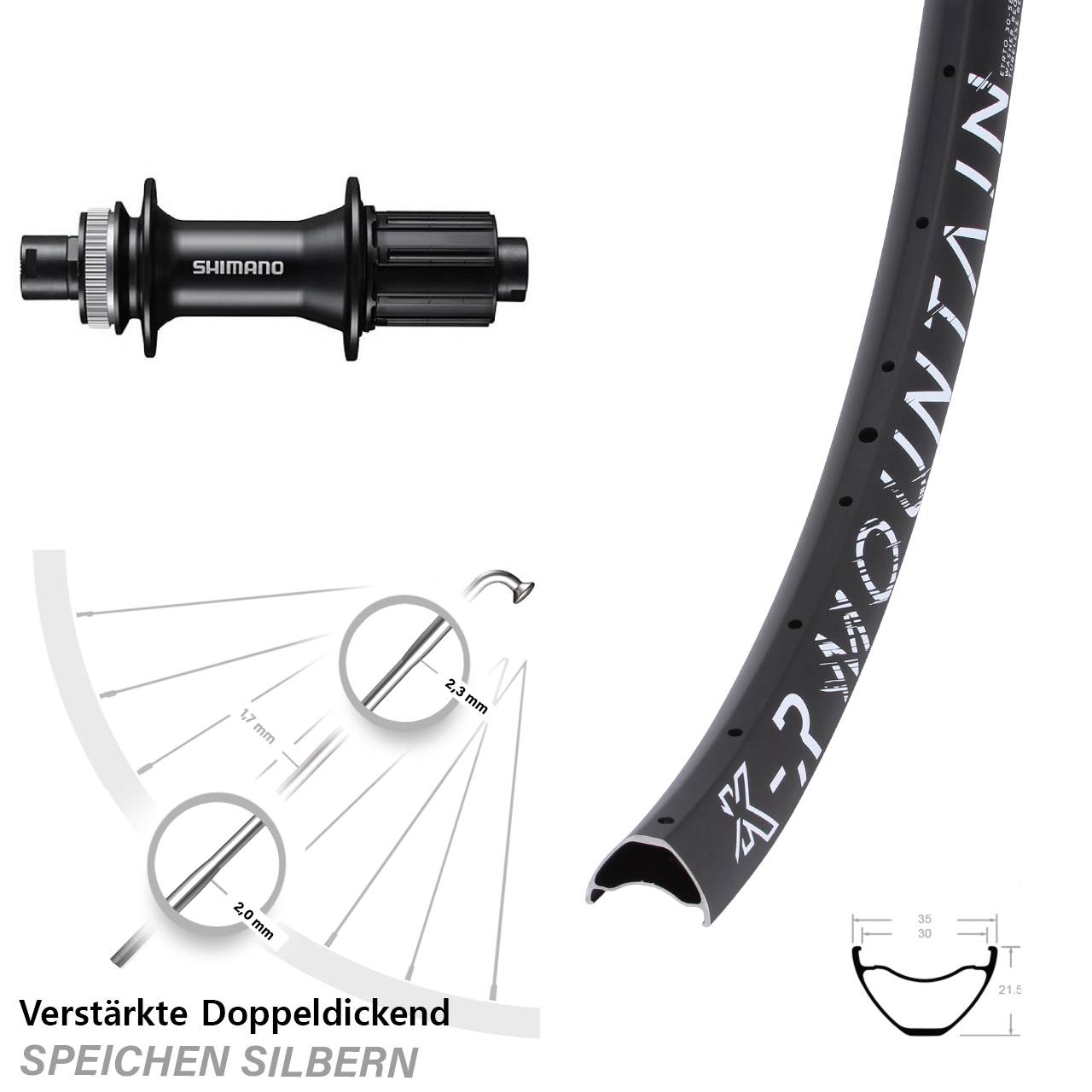 Disc Laufrad 12x142 29 Zoll KX-R Mountain Shimano FH-MT400 8-11 fach HG