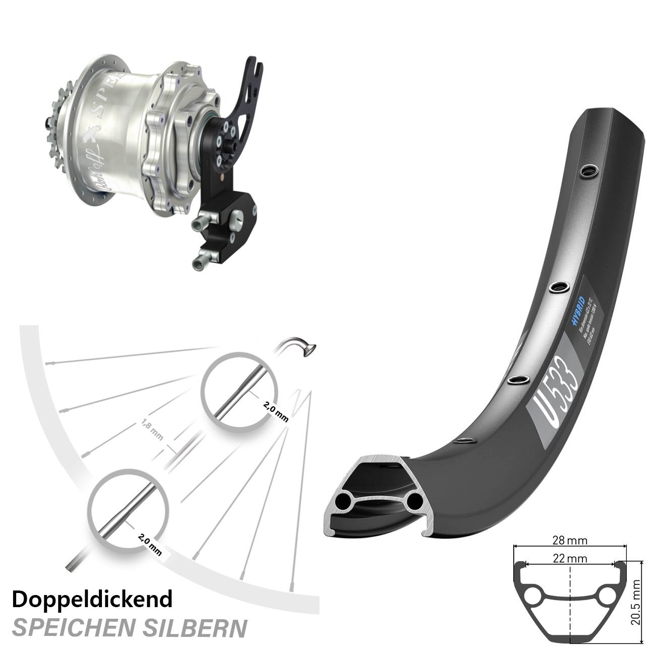 26 Zoll DT Swiss U533 Rohloff Speedhub 500/14 CC DB PM