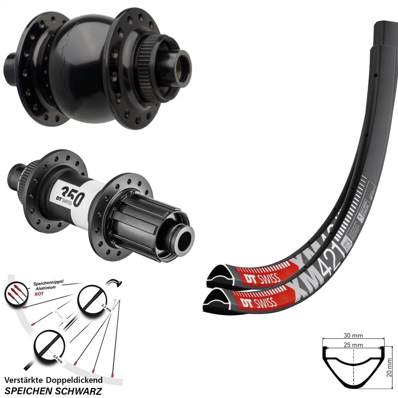Boost Disc Laufrad-Satz 27,5 Zoll DT Swiss XM421 350 SON 28 8-11 fach