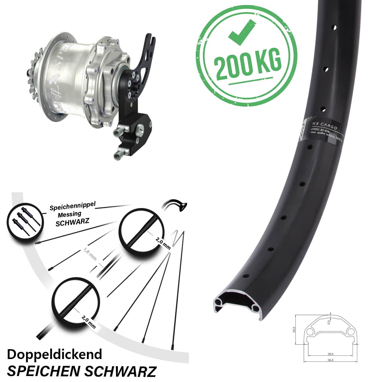 KX Cargo 26 Zoll Rohloff Speedhub CC PM Disc Hinterrad