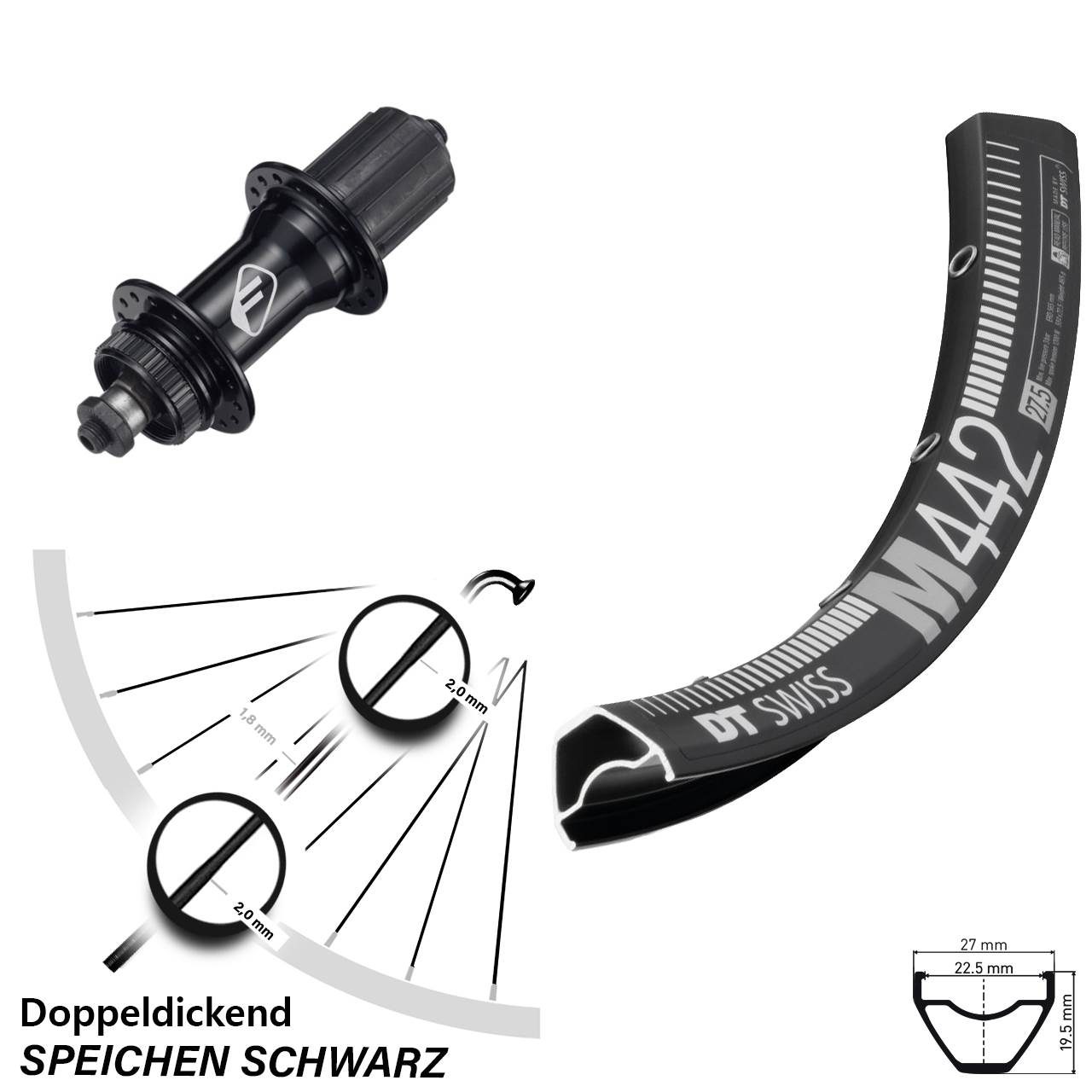 Disc Hinterrad 28-29 Zoll DT Swiss M 442 Formula CL-52 8-11 fach HG QR