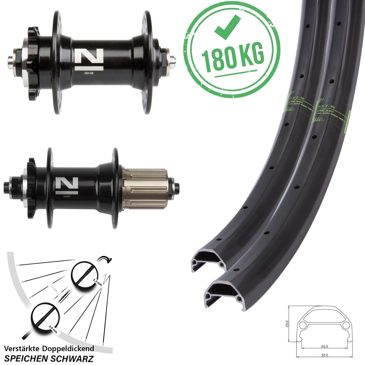 KX Evo Novatec D-041 D-042SB 20/26 Zoll 6-Loch Laufradsatz QR 8-11 fach HG