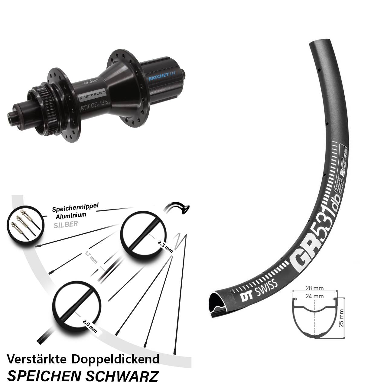 Disc Laufrad QR 27,5 Zoll DT Swiss GR 531-370 Hybrid 8-11 fach