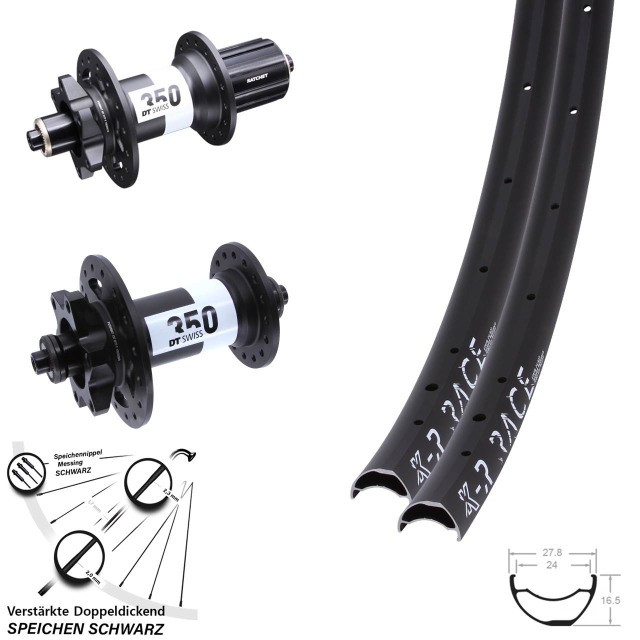 Disc Laufrad-Satz KX-R Race DT Swiss 350 Ratchet 36 8-11 fach QR