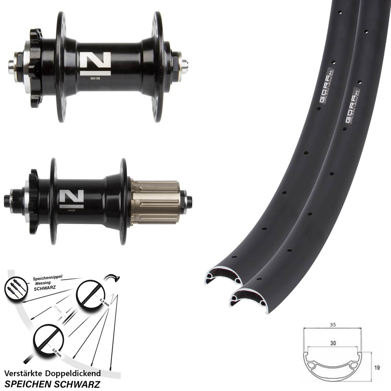 Disc Laufrad-Satz 20 Zoll Gora 30 Novatec D041 D042 8-11 fach HG QR