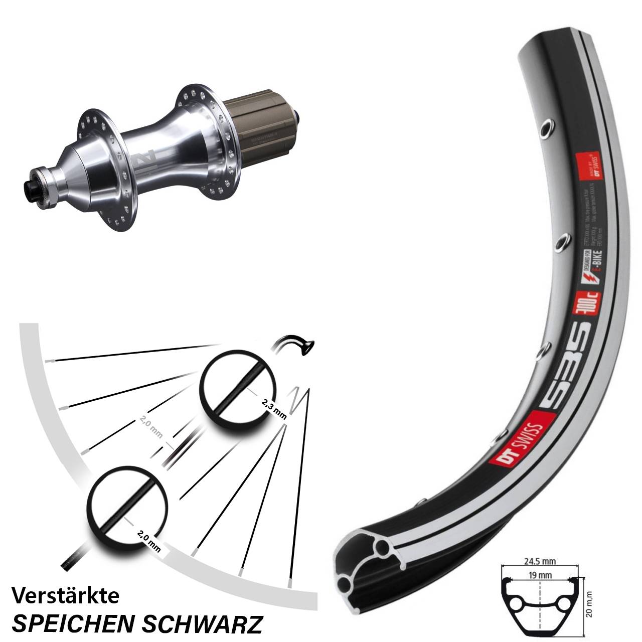 Hinterrad 28 Zoll DT Swiss 535 Novatec F162 QR 8-12 fach