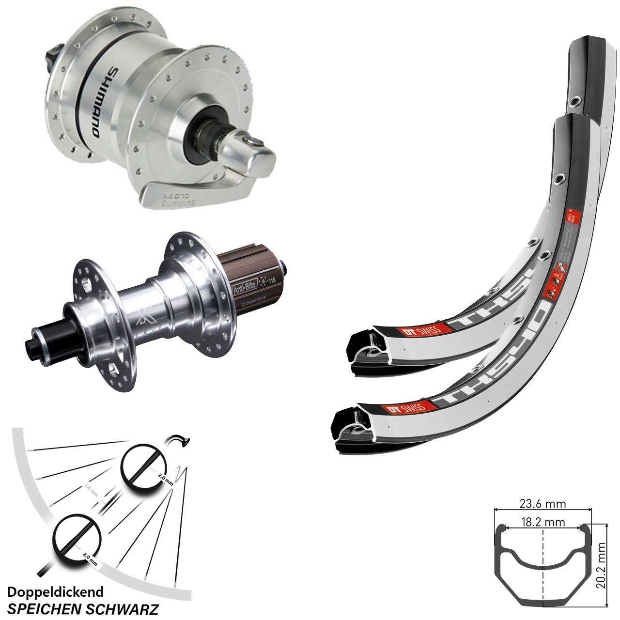 Laufrad-Satz für Schnellspanner 28 Zoll DT Swiss TK540 KX-T Shimano DH3N72 8-12 fach
