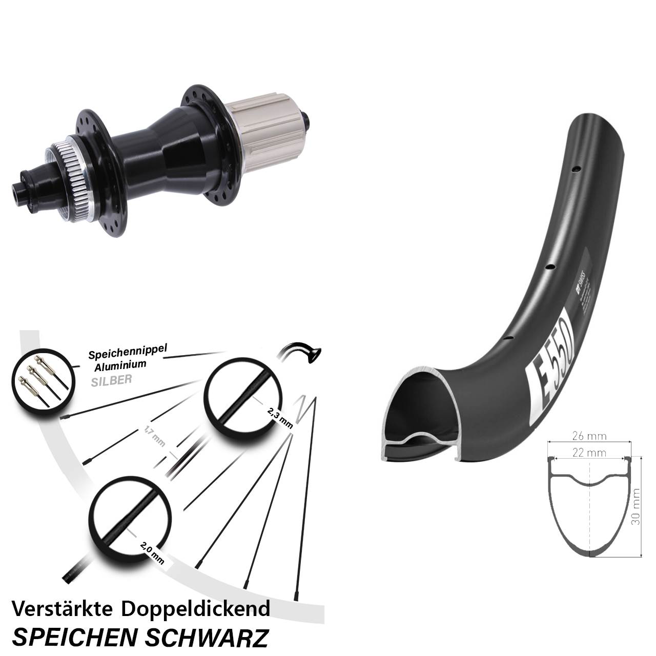 28 Zoll DT Swiss E550 Novatec CL135 Centerlock Hinterrad für Schnellspanner 8-12 fach HG