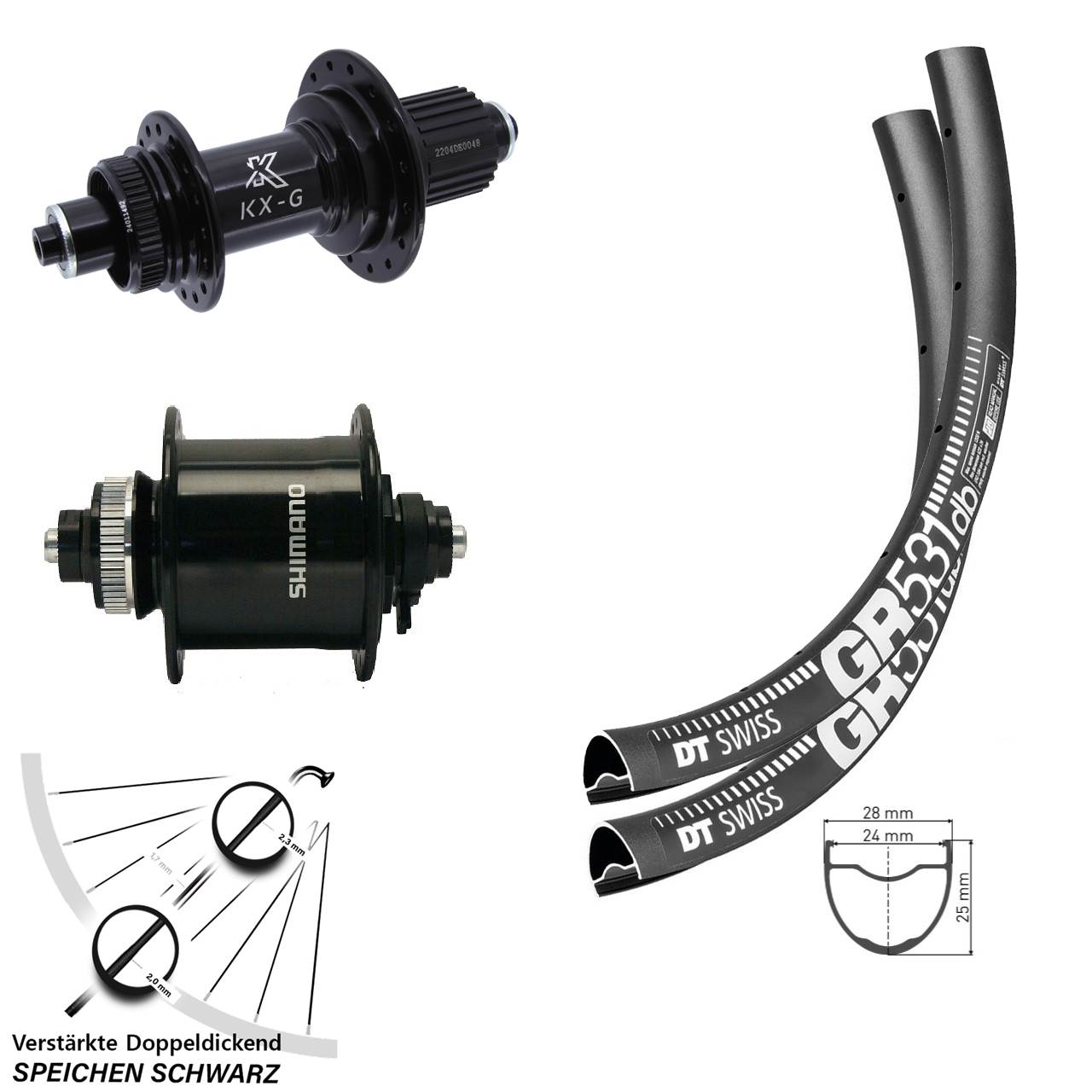 Disc Laufradsatz 27,5 Zoll DT Swiss GR531 KX-GS HD Shimano DH-UR700-3D Micro Spline QR