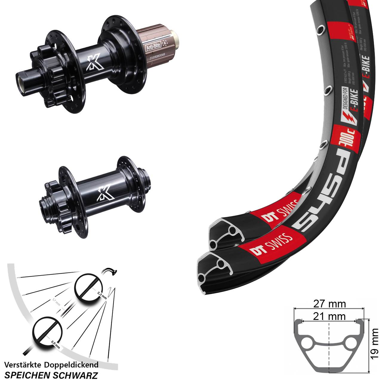 Disc Laufrad-Satz 26 Zoll DT Swiss 545 KX-M 8-12 fach HG 15x100 12x142