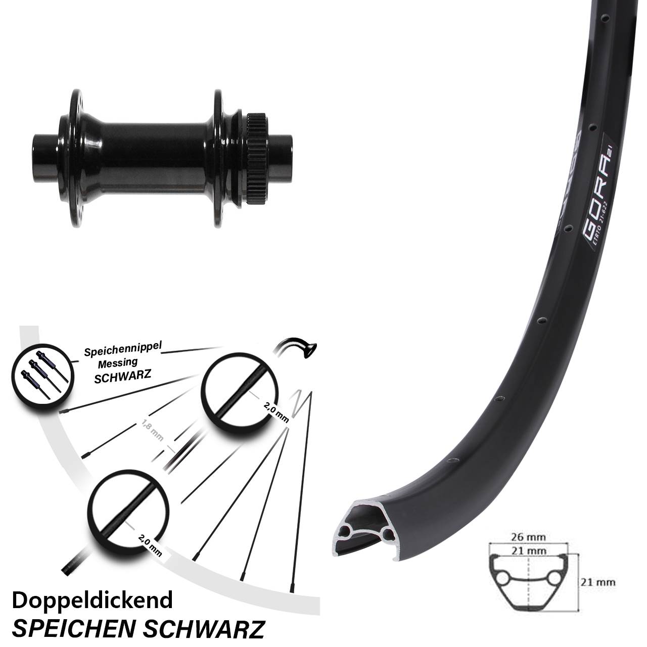 27,5 Zoll Gravel Vorderrad 12x100 mm Formula CL-712 Gora 21-584 ETRTO Centerlock