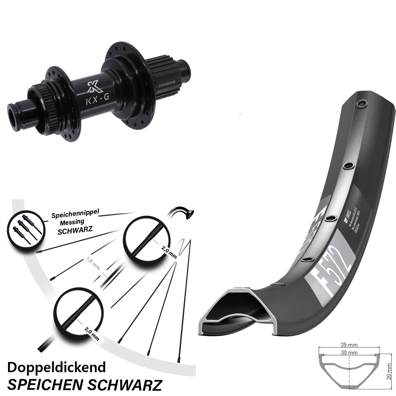 Hinterrad 29 Zoll DT Swiss F572 KX-GS Micro Spline 12x142