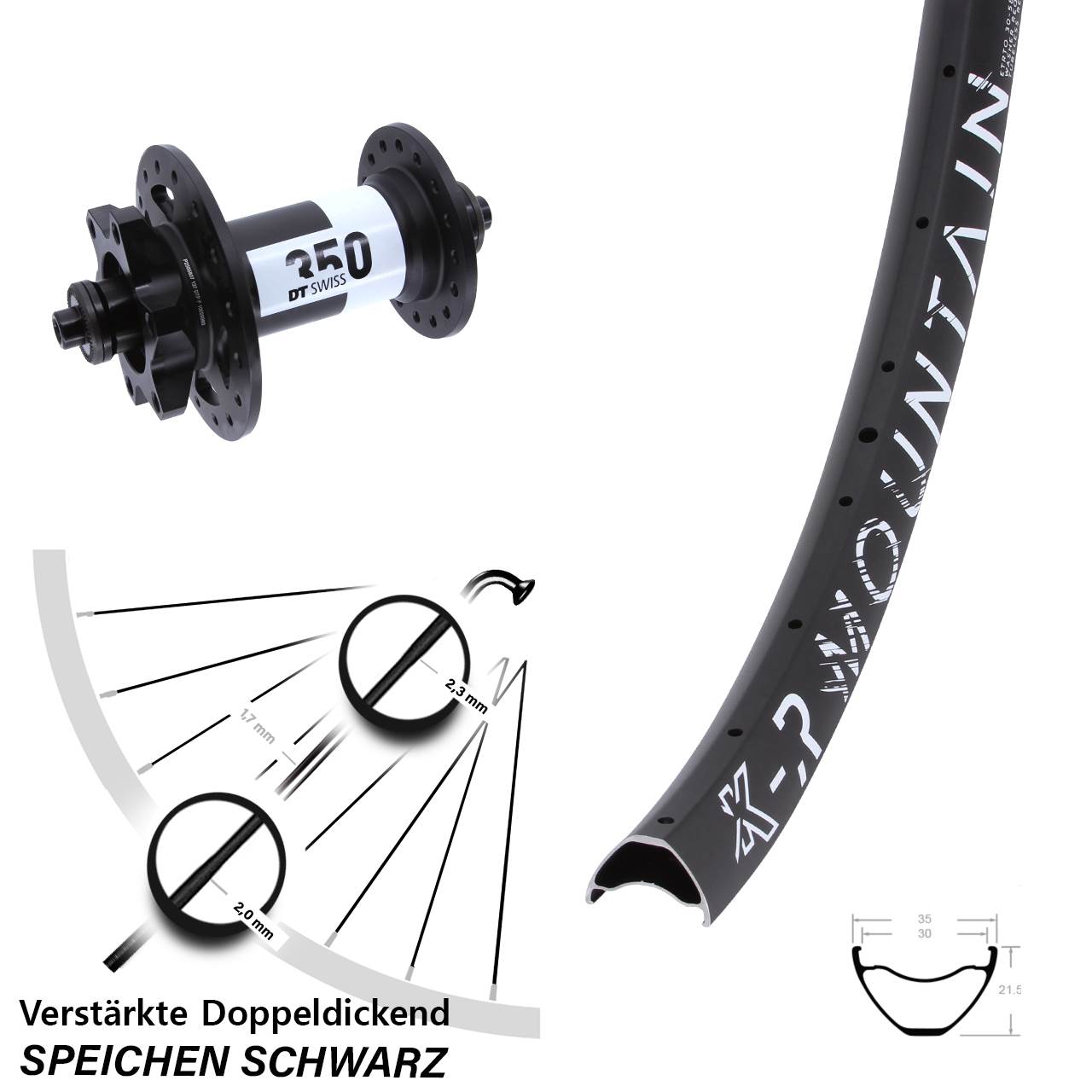Disc Vorderrad für Schnellspanner 29 Zoll KX-R Mountain DT Swiss 350