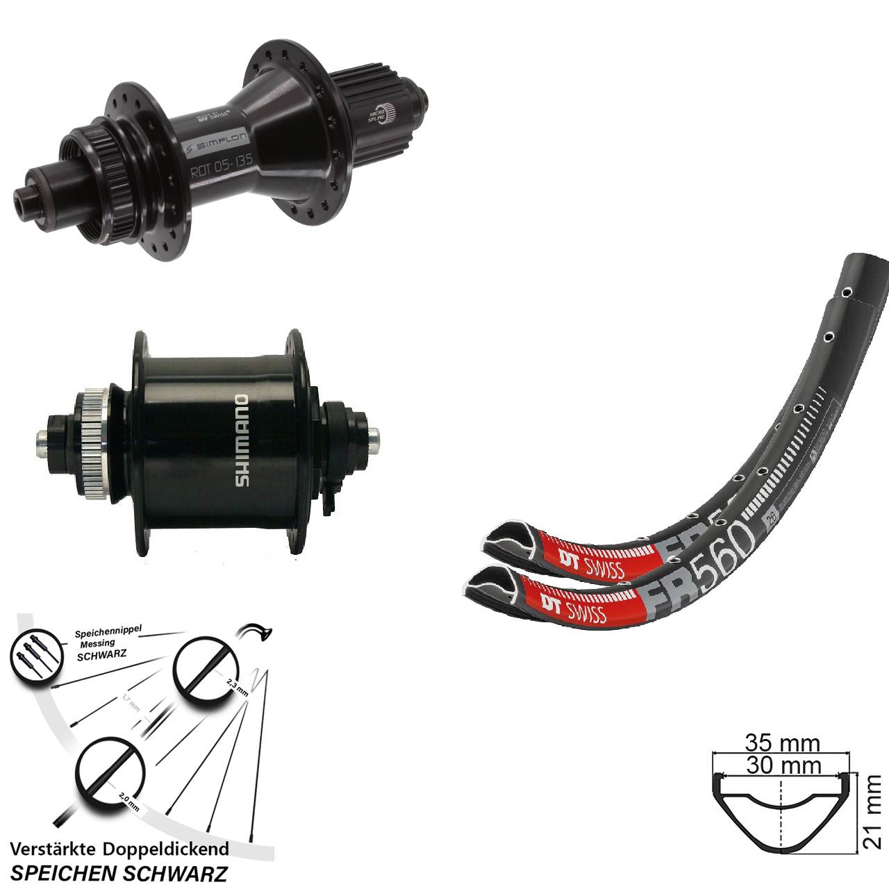 Centerlock Laufradsatz QR 26 Zoll DT Swiss FR560 370 Hybrid Shimano DH-UR700 Micro Spline