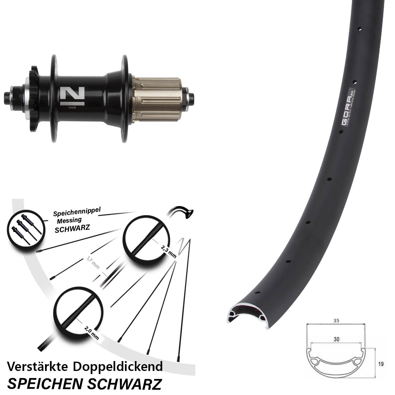 20 Zoll Gora 30 Novatec D042 6-Loch Hinterrad für Schnellspanner 8-11 fach