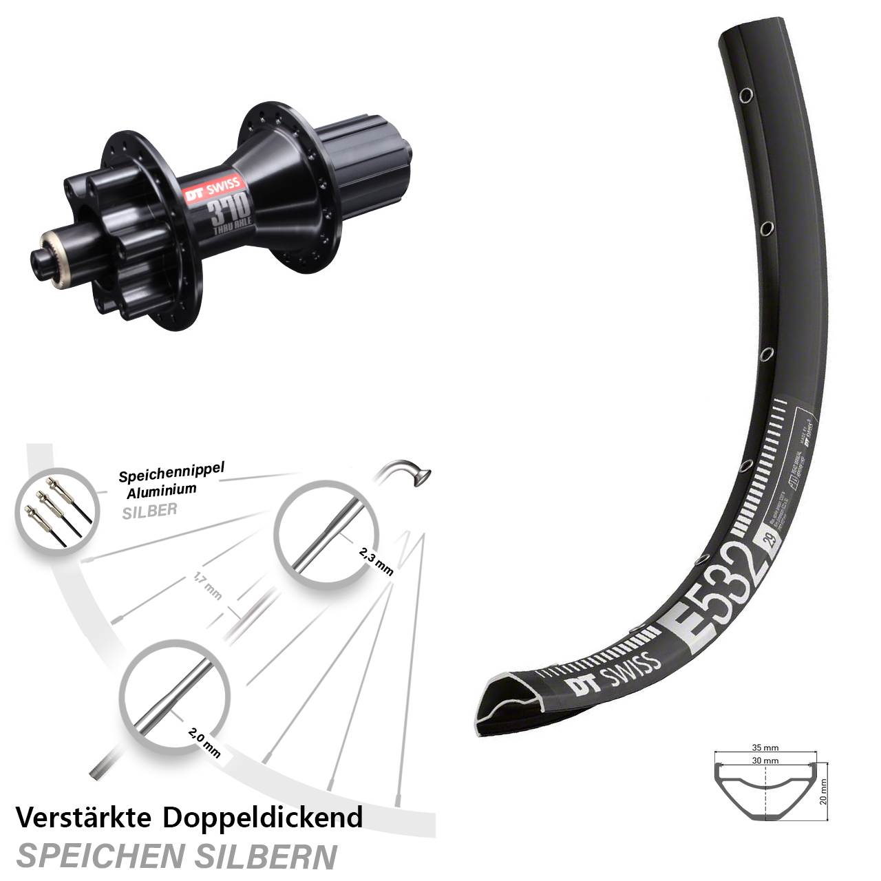 Disc Laufrad QR 29 Zoll DT Swiss E532 DT Swiss 370 8-11 fach HG