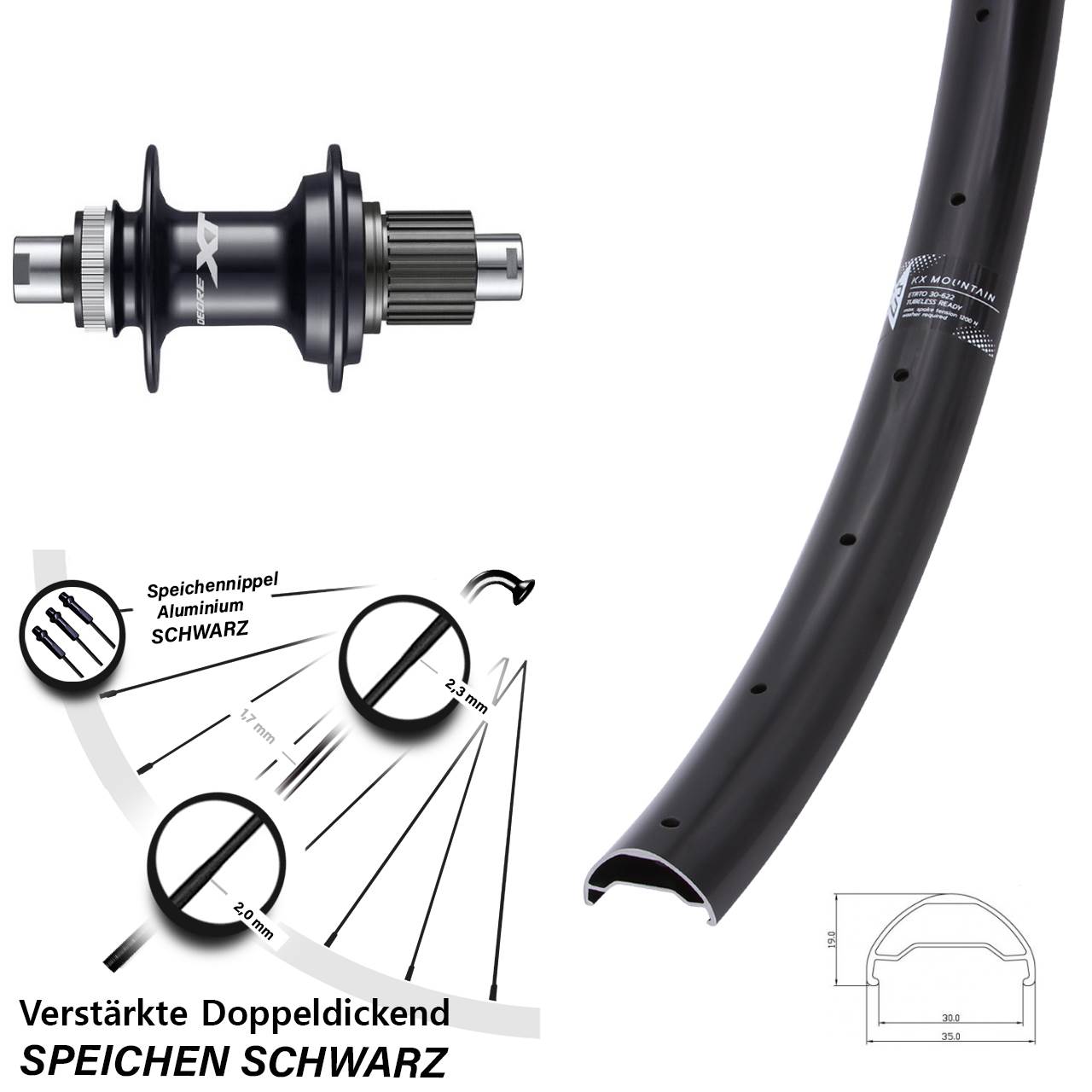 Hinterrad Centerlock 29 Zoll KX Mountain TR Shimano FH-M8110 Shimano Micro Spline 12x142