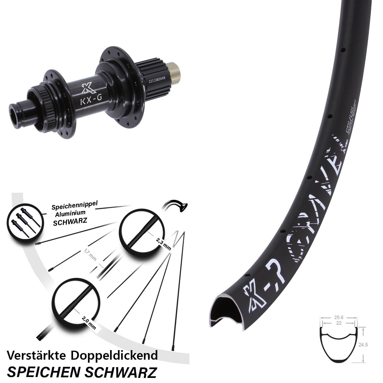 29 Zoll KX-R Gravel verstärkt Disc Hinterrad 12x142 Micro Spline