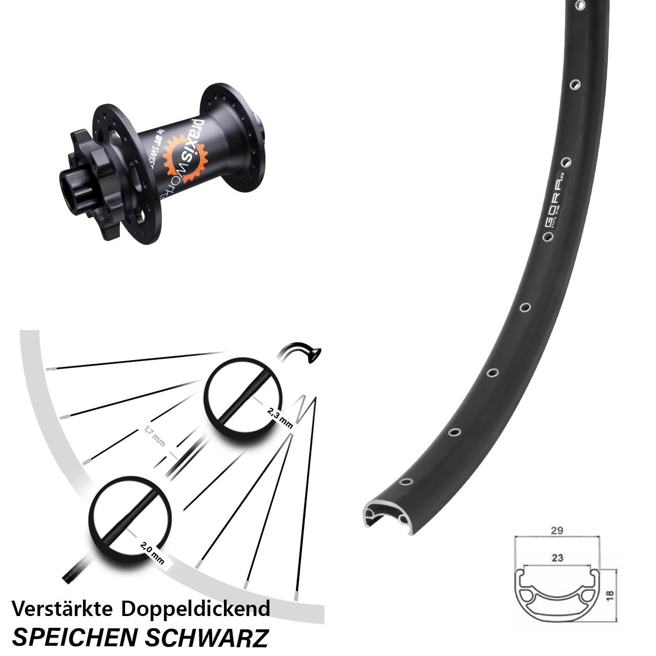 6-Loch Vorderrad 15x100 26 Zoll Gora 23 DT Swiss 350 SL