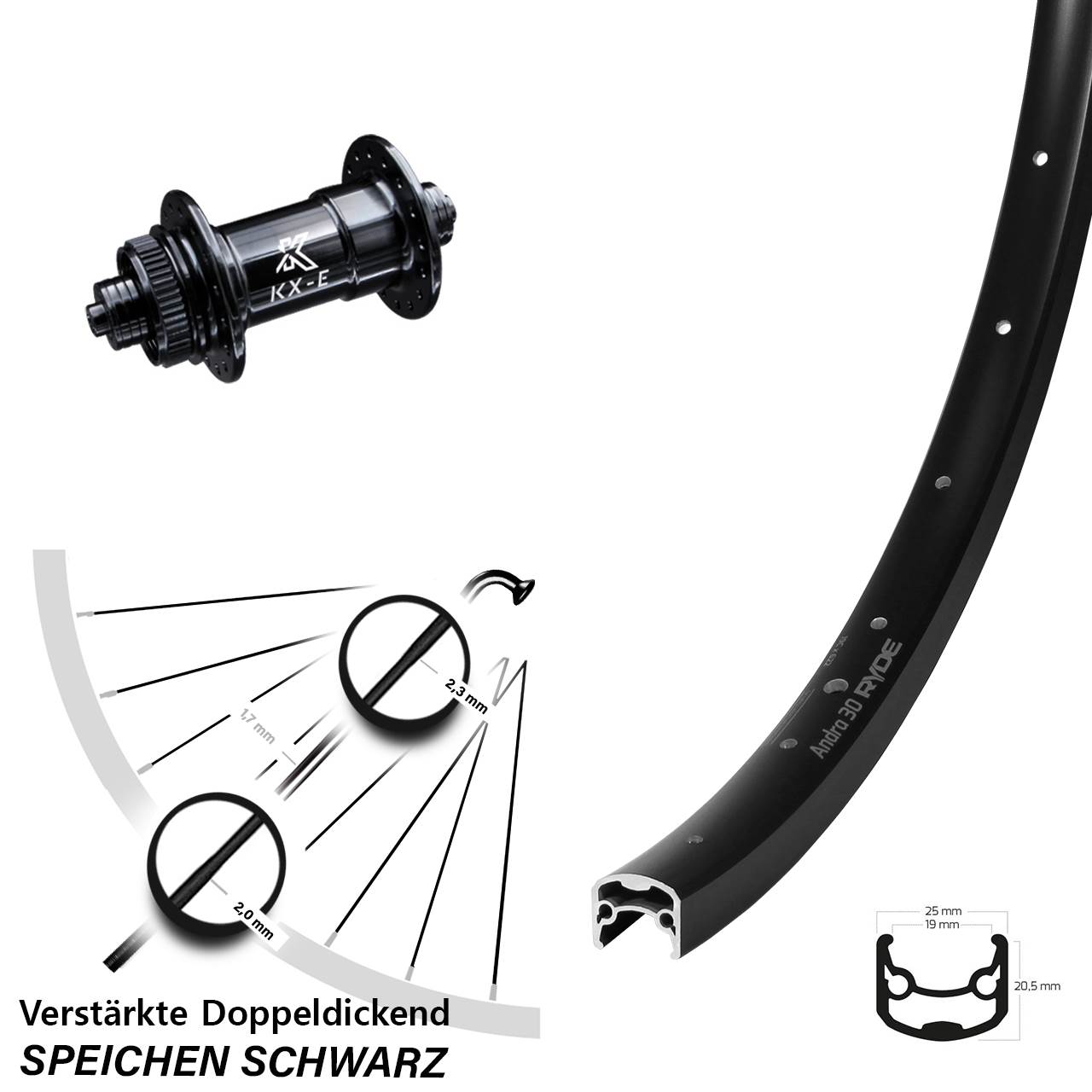 Disc Laufrad 28-29 Zoll Ryde Andra 30 KX-E 4-fach gelagert für Schnellspanner