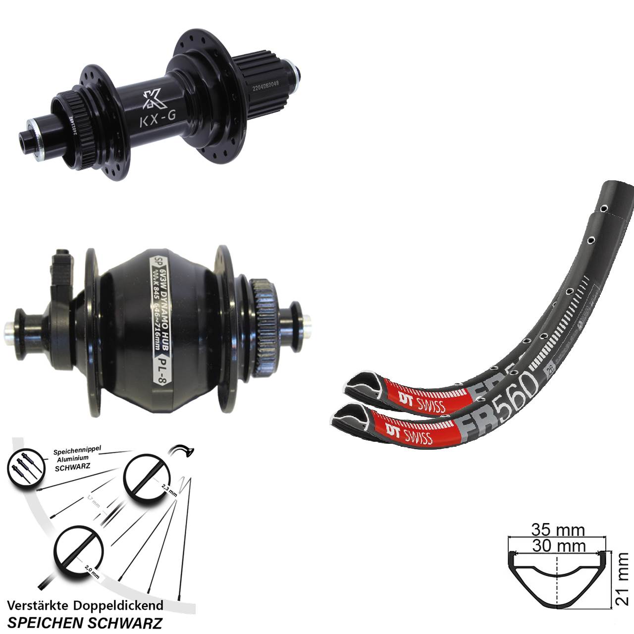 DT Swiss FR 560 KX-GS verstärkt SP PL-8 26 Zoll Disc Laufradsatz QR Micro Spline