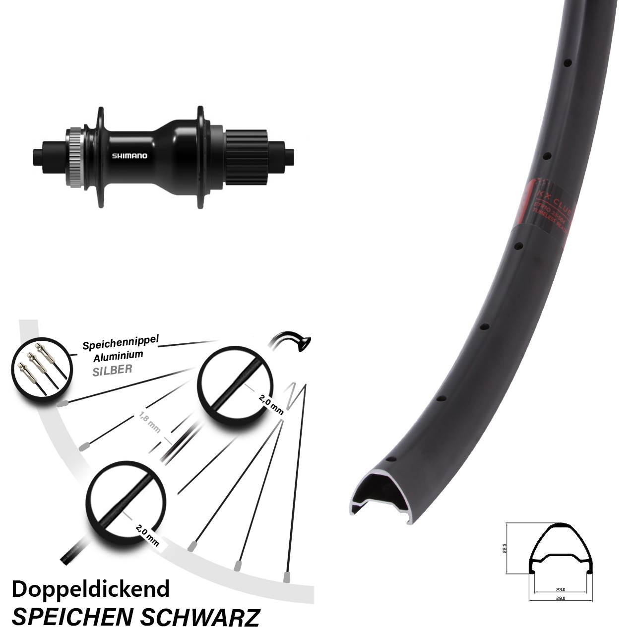 Disc Hinterrad 650B KX Clue Shimano FH-QC500 Shimano Micro Spline QR