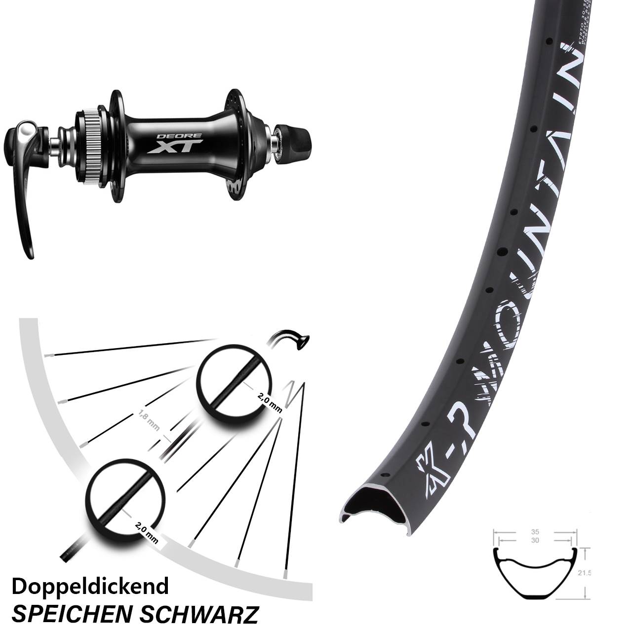 Disc Vorderrad QR 29 Zoll KX-R Mountain Shimano XT
