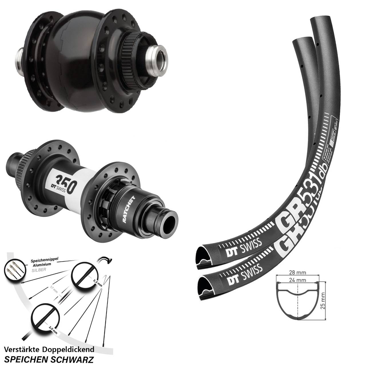 650B DT Swiss GR531 350 SONdelux Laufradsatz Centerlock 12x100/142 XDR