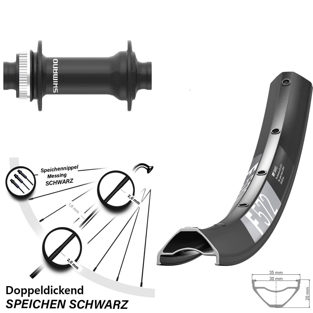 Vorderrad Centerlock 27,5 Zoll DT Swiss F 572 Shimano HB-MT410-B 15x110 Boost