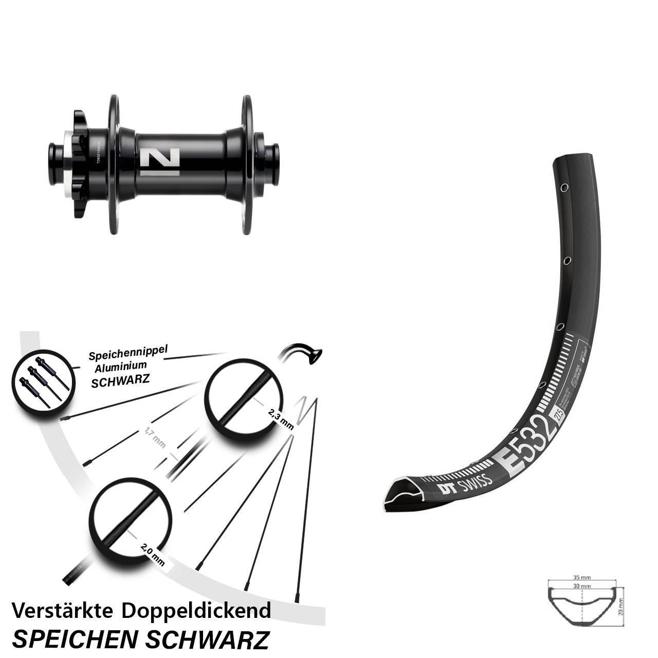 Disc Vorderrad 27,5 Zoll DT Swiss E 532 Novatec D041SB 15x110 Boost