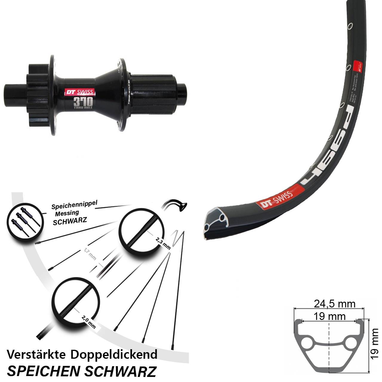 Hinterrad 6-Loch 28-29 Zoll DT Swiss 466d-370 Hybrid 8-11 fach 12x142