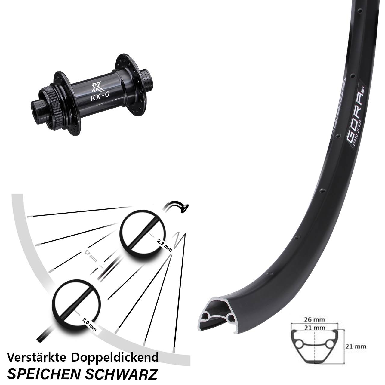 Vorderrad Centerlock 15x100 29 Zoll Gora 21 KX-G
