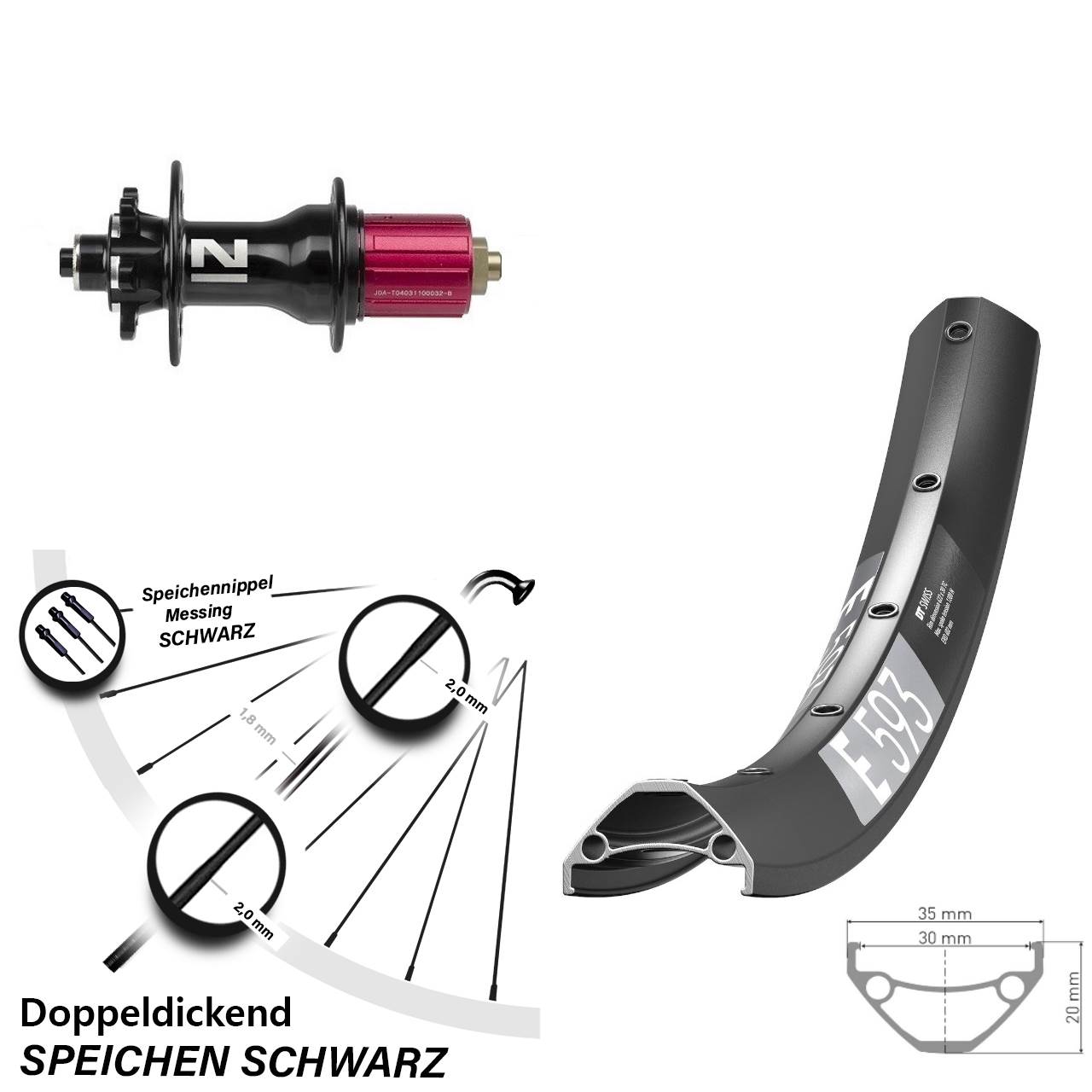 DT Swiss E593 Novatec Superlight 29 Zoll Disc Laufrad für Schnellspanner 8-12 fach HG