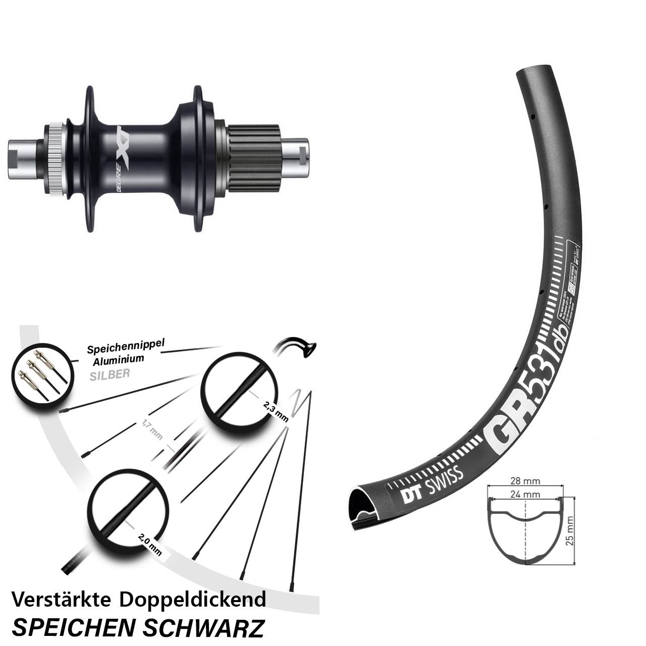 DT Swiss GR 531 29 Zoll Hinterrad Shimano XT Micro Spline