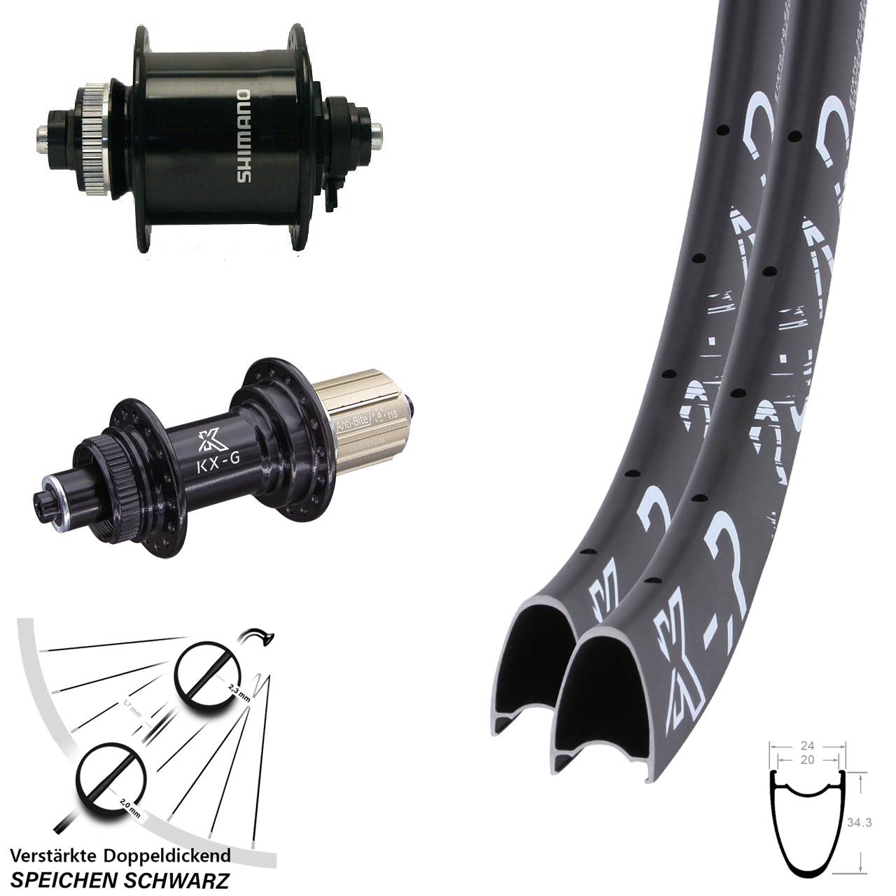 KXR-G Road Shimano DH-UR700 29 Zoll Laufradsatz QR 8-12 fach HG