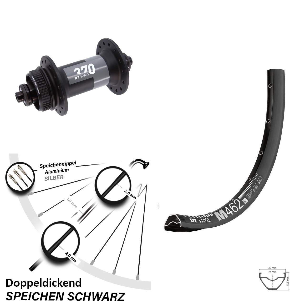 Vorderrad 29 Zoll DT Swiss M 462-370 Centerlock QR