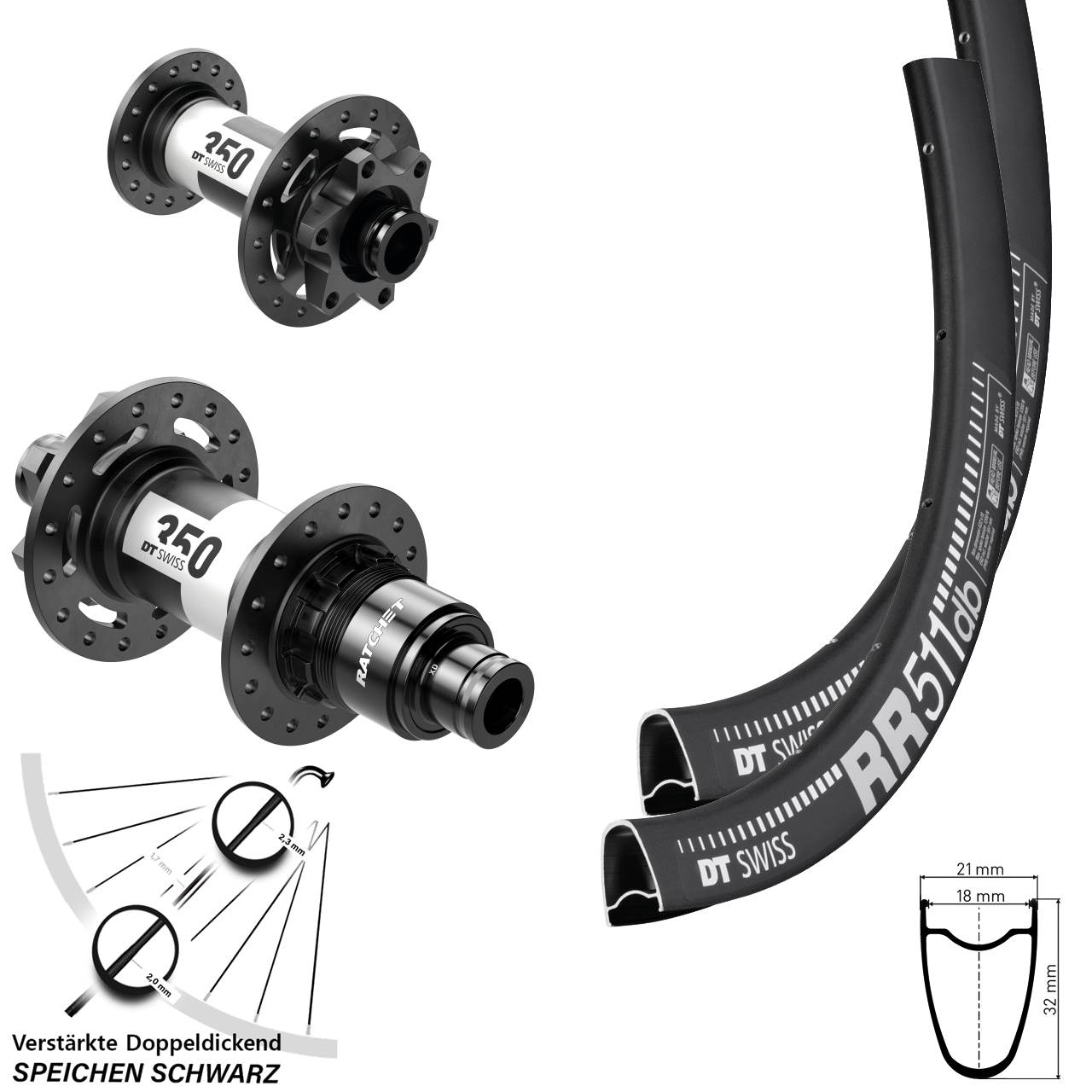 Disc Laufradsatz 28 Zoll DT Swiss RR 511 DT Swiss 350 SRAM XD 15x100 12x142