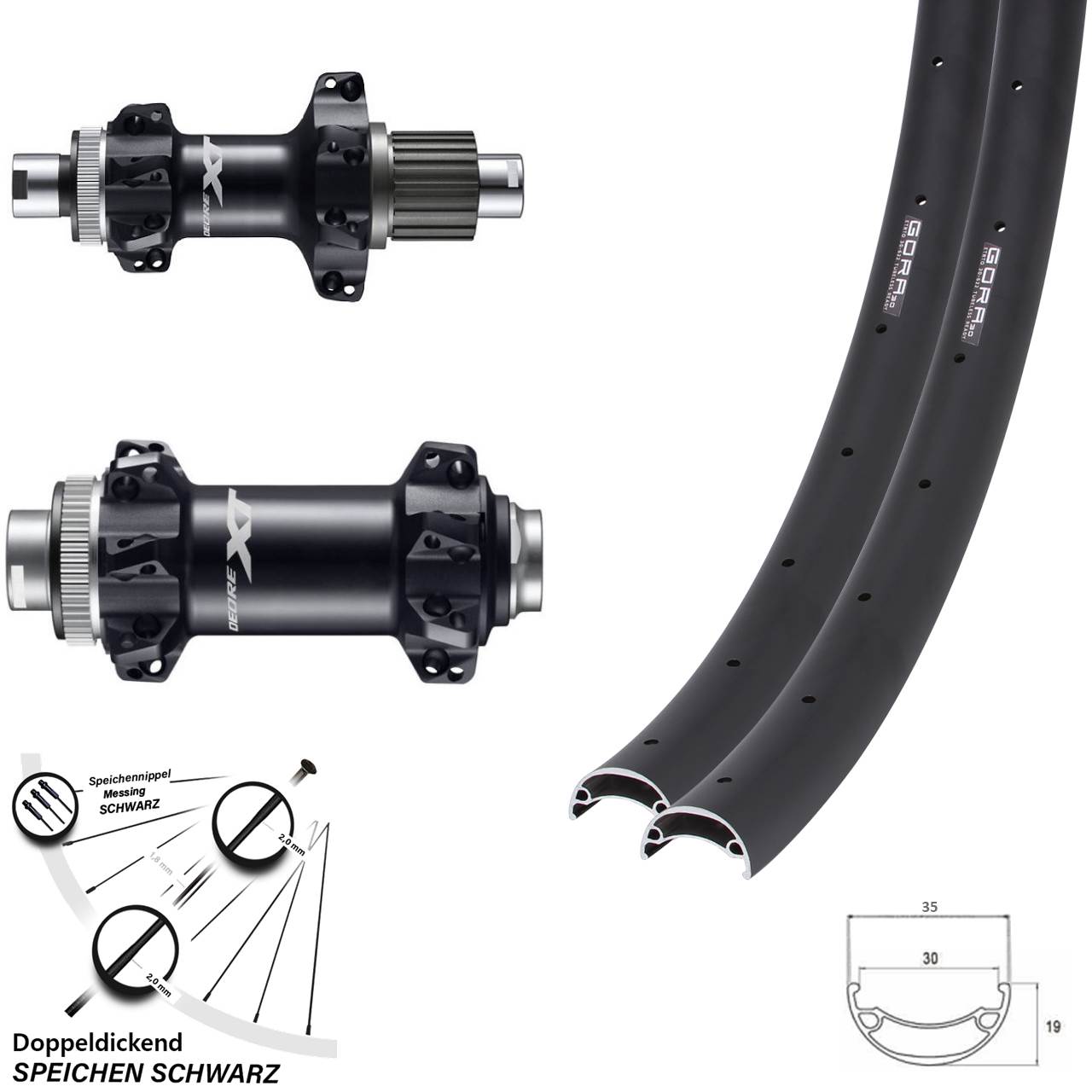 Shimano XT Boost Straightpull Laufradsatz 29 Zoll Gora 30 Micro Spline 12-fach Centerlock