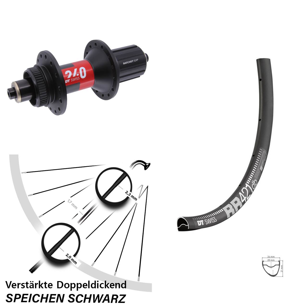 Hinterrad Centerlock 28 Zoll DT Swiss RR 421 240 11-12 fach HG für Schnellspanner