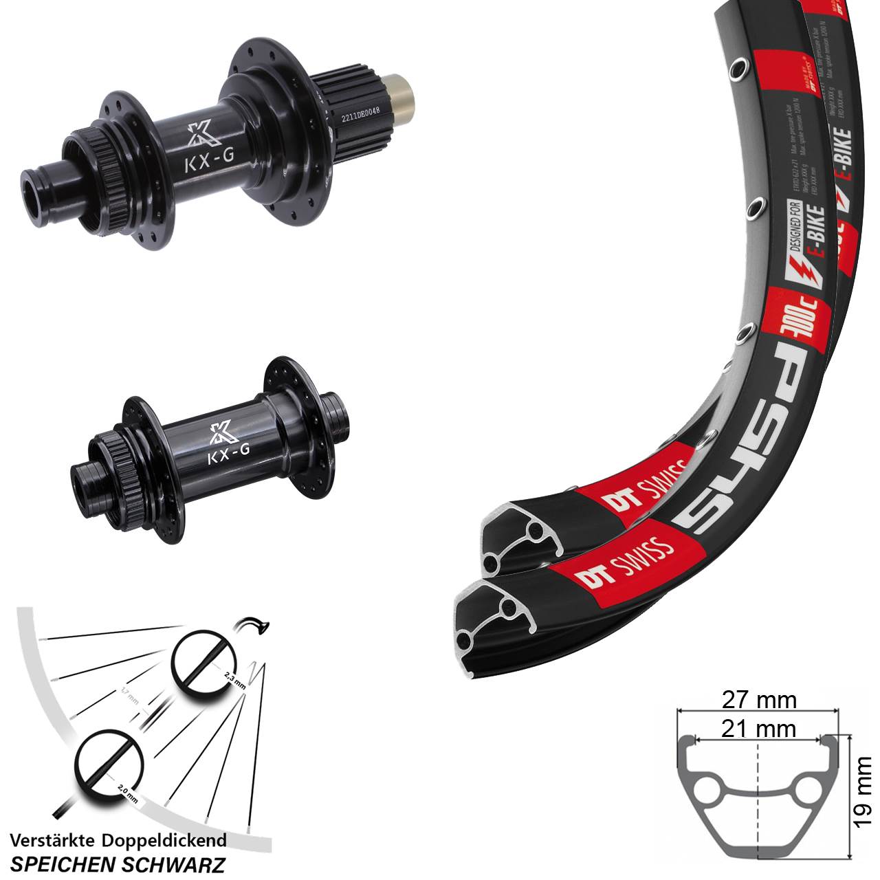 Disc Laufradsatz 28-29 Zoll DT Swiss 545 KX-G Shimano Micro Spline 15x100 12x142