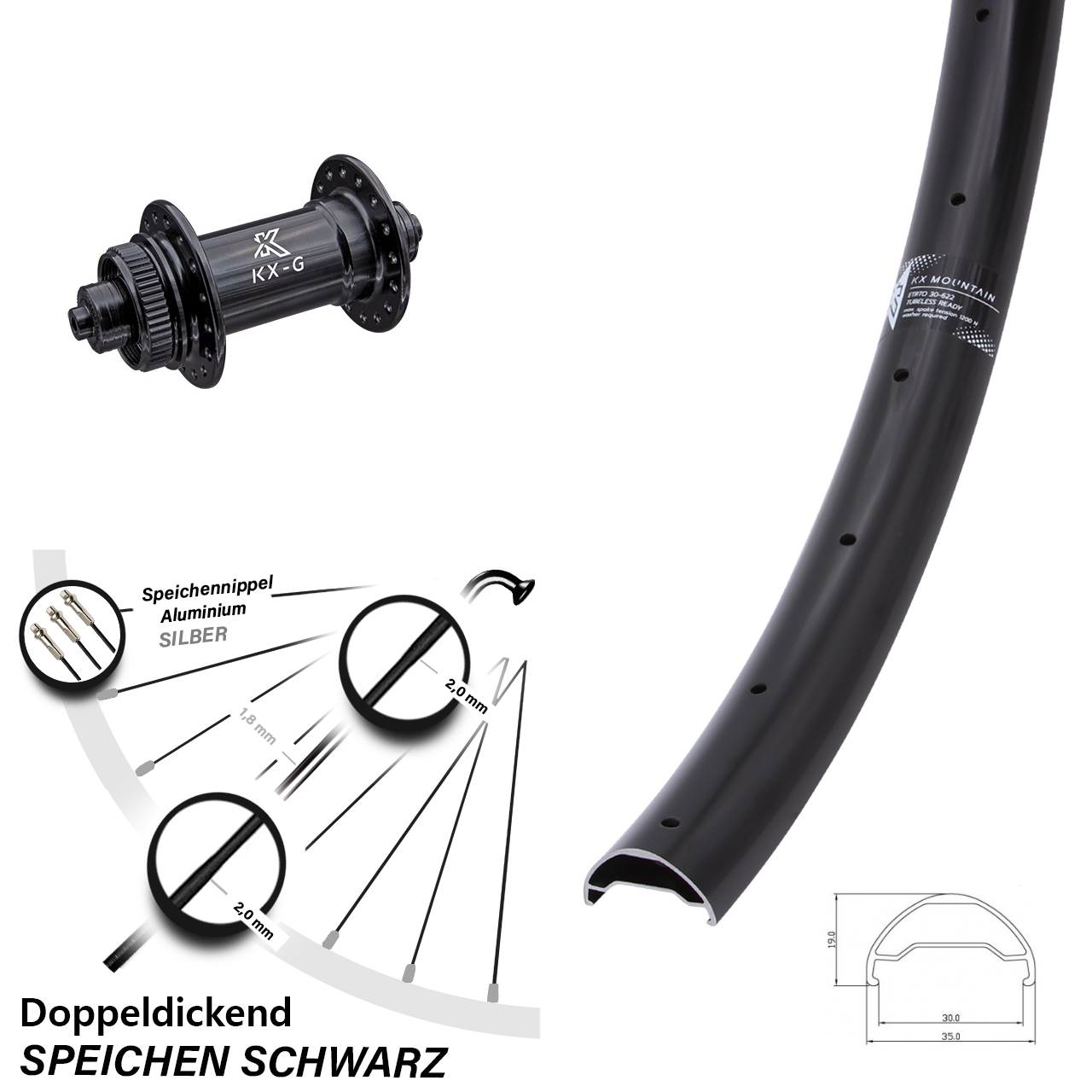 Disc Vorderrad 29 Zoll KX-G Mountain QR