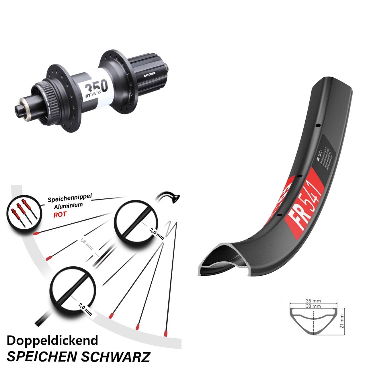 DT Swiss FR541-350 27,5 Zoll Disc Laufrad QR Boost 8-11 fach