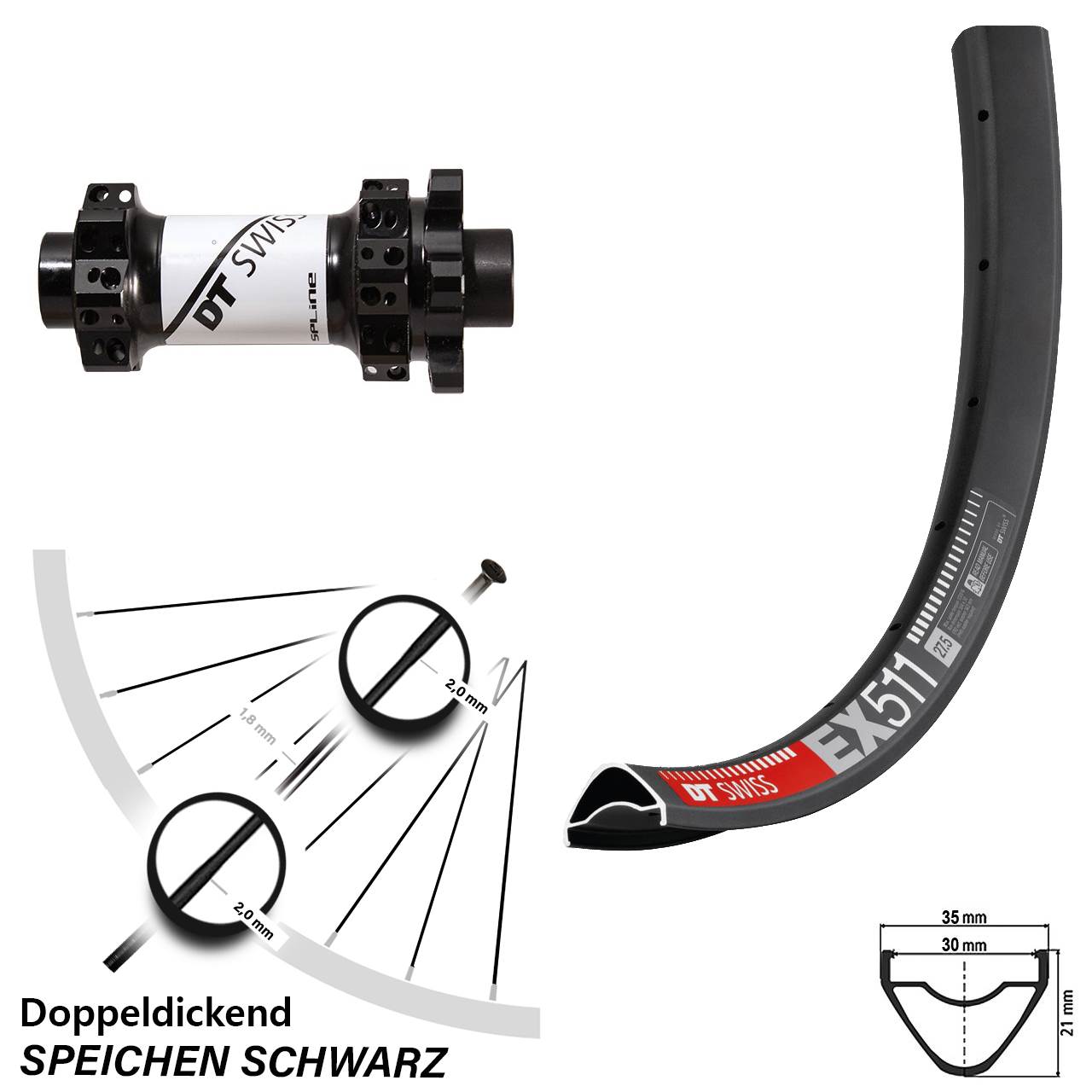 Disc-Vorderrad 27,5 Zoll DT Swiss EX 511 und X-1900