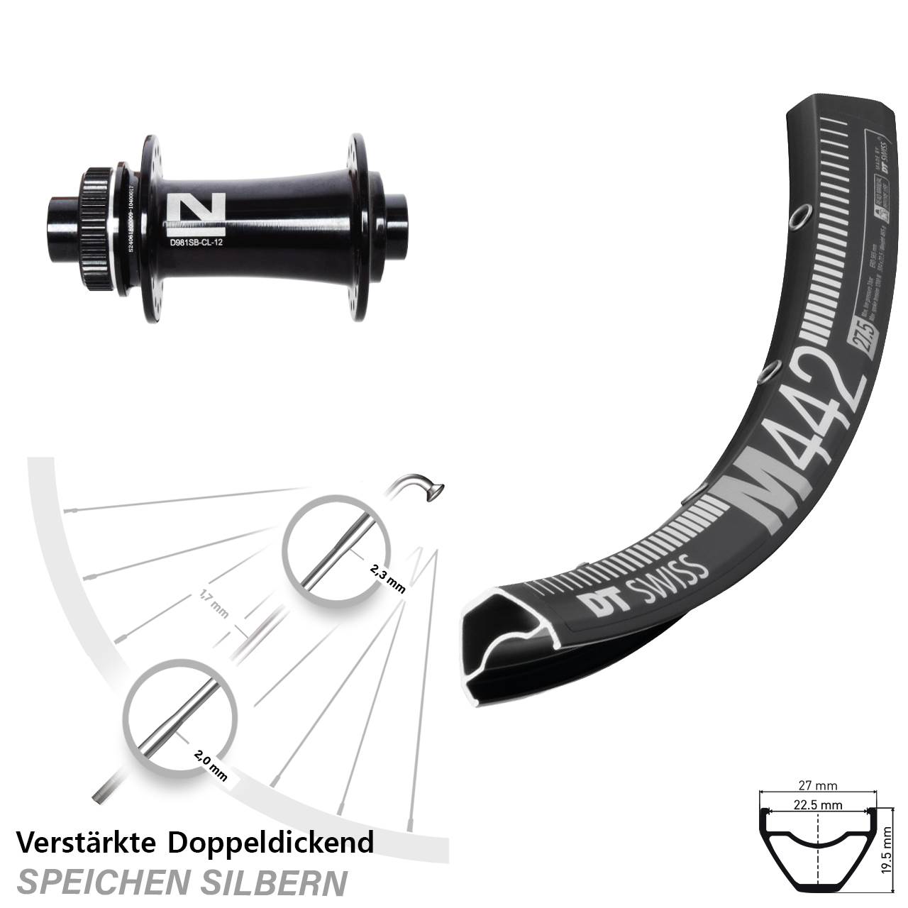 Disc Laufrad 29 Zoll DT Swiss M442 Novatec D981 12x100