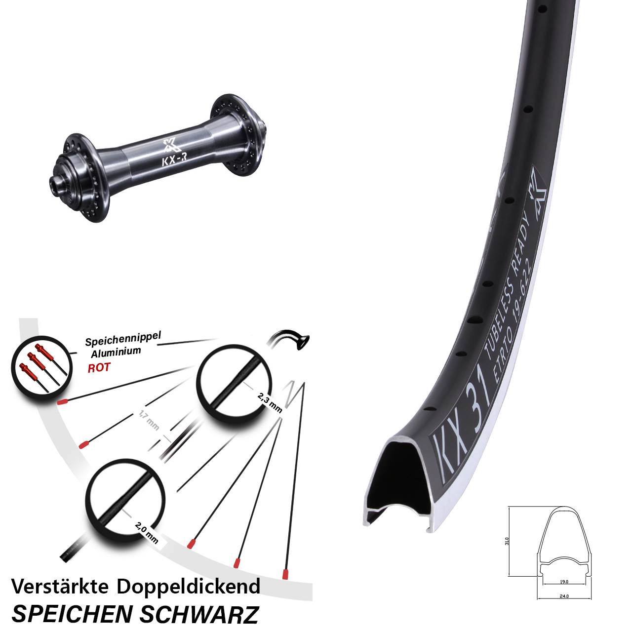 Vorderrad 28 Zoll KX R 31 QR