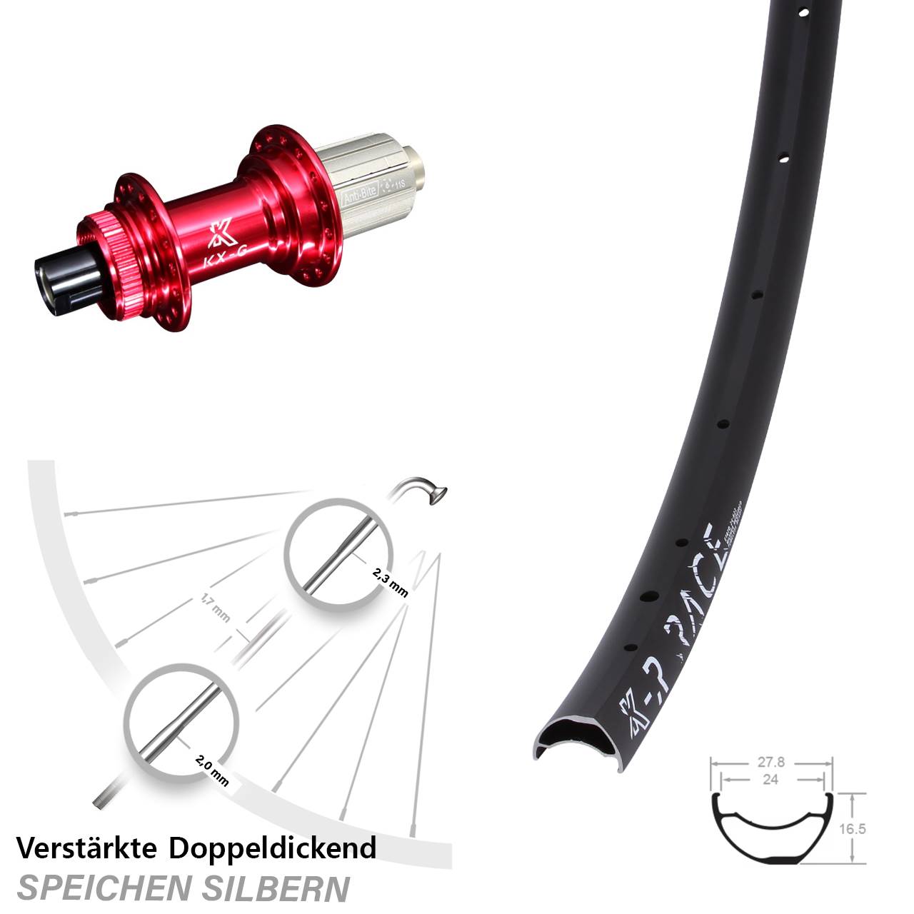 KX-R Race MTB rot Disc Laufrad 12x142 8-12 fach HG