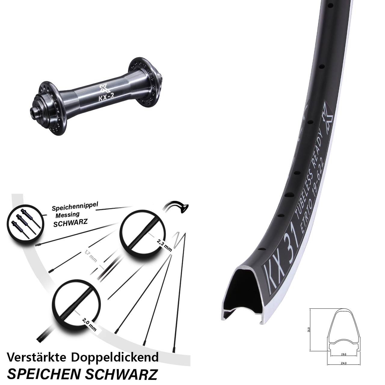 Vorderrad 28 Zoll KX-R 31 für Schnellspanner