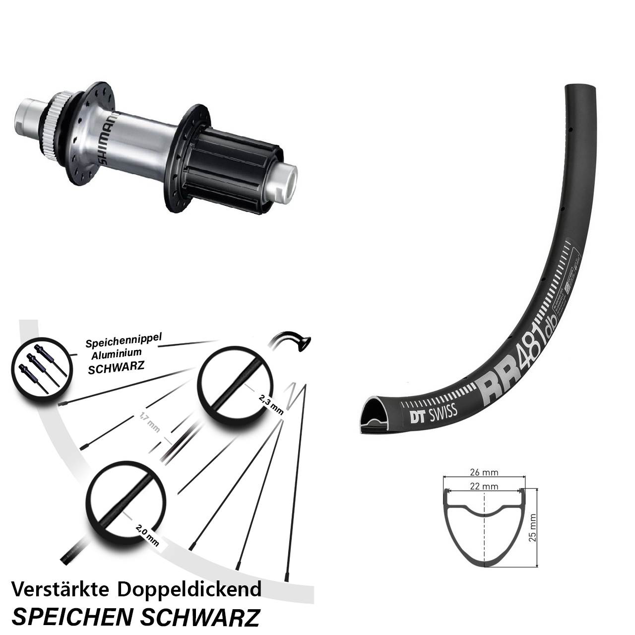 Disc Hinterrad 28 Zoll DT Swiss RR481 Shimano FH-RS770 8-12 fach 12x142