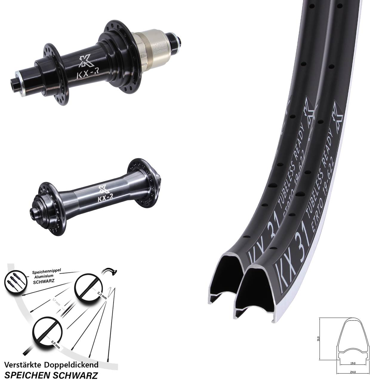 KX-R 31 28 Zoll Laufradsatz für Schnellspanner XDR 11-12 fach